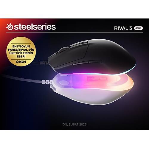 Steelseries Rival 3 Gen 2 RGB Kablolu Gaming Mouse Siyah