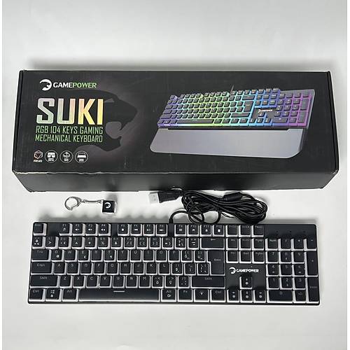 Gamepower Suki Mekanik Mavi Switch Puding Keycaps T�rk�e Q 104 Tu� USB Gaming Klavye (OUTLET)