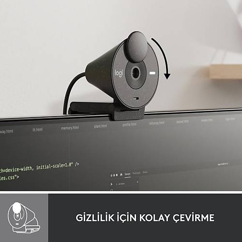 Logitech BRIO 300 Full HD 1080p Gizlilik Kapakl Mikrofonlu Web Kameras - Siyah