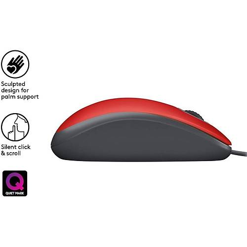 Logitech M110 Silent (Sessiz) Kablolu USB Mouse - Kırmızı 910-005489