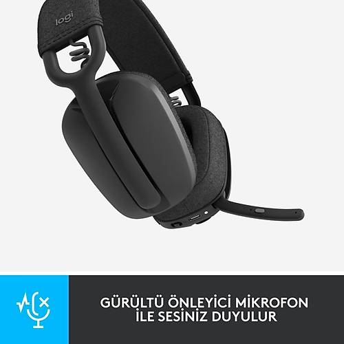 Logitech Zone Vibe 100 Mikrofonlu Kablosuz Bluetooth Kulak st Kulaklk - Siyah