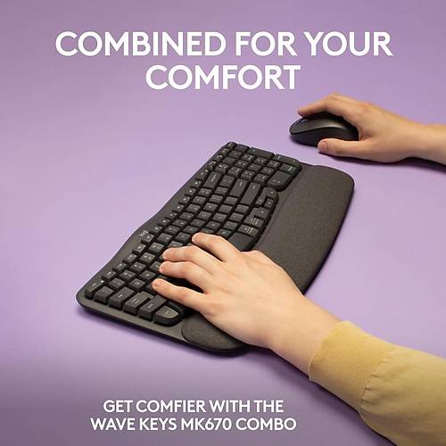 Logitech Wave Keys MK670 Combo M550 L Kablosuz Mouse Kablosuz Ergonomik Klavye
