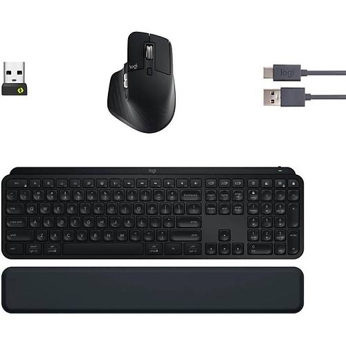 Logitech MX Keys S ngilizce Q Kablosuz Klavye MX Master 3S Kablosuz Mouse Siyah