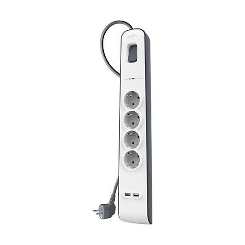 Belkin BSV401VF2M 4'l 2M Akm Korumal Priz + 2'li 2.4A USB Girii