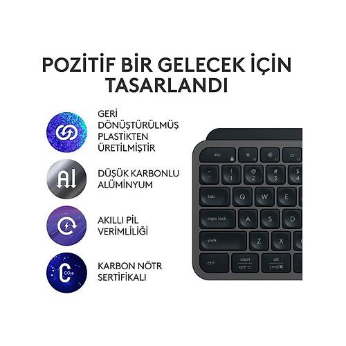 Logitech MX Keys S 920-011621 Aydnlatmal Kablosuz ngilizce Q Klavye