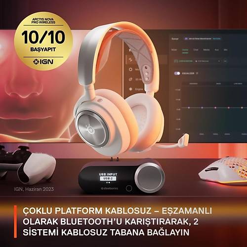 Steelseries Arctis Nova Pro Wireless Kablosuz Oyuncu Kulakl��� - Beyaz