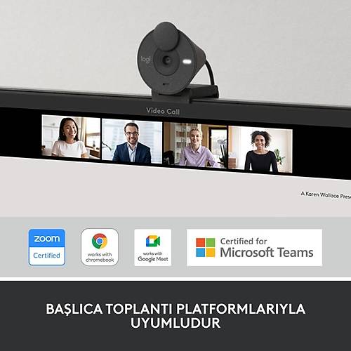 Logitech BRIO 300 Full HD 1080p Gizlilik Kapakl Mikrofonlu Web Kameras - Siyah