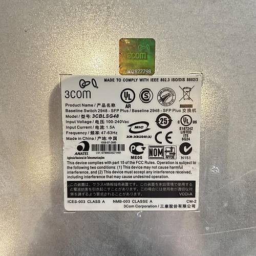 3Com 48-Ports Baseline Switch 10/100/1000 4 Port SFP Y�netilebilir Switch