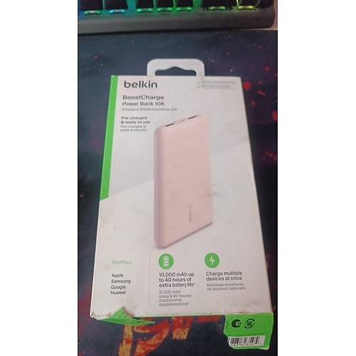 Belkin BPB011BTRG 10.000 Mah Powerbank / Usb-C ve Usb-A Port,  Usb-A Usb-C Kablo - Pembe (OUTLET)
