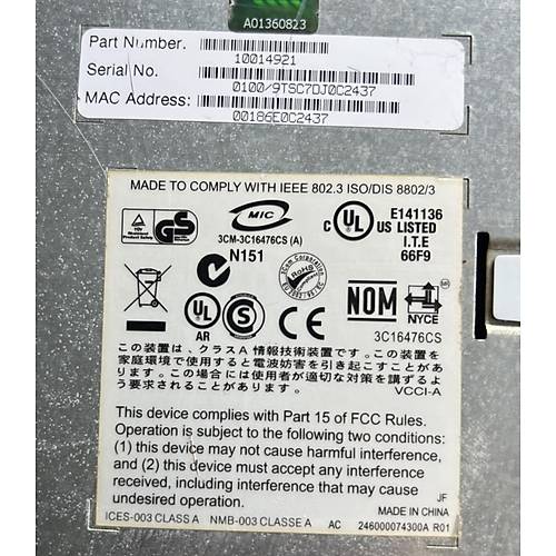 3Com 48 Port 10/100  Baseline Switch 2250 Plus Y�netilebilir Switch 2 SFP Slots