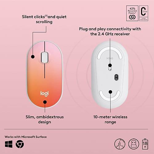 Logitech M340 Limited Edition Wireless Ambidextrous Mouse Sheer Dream