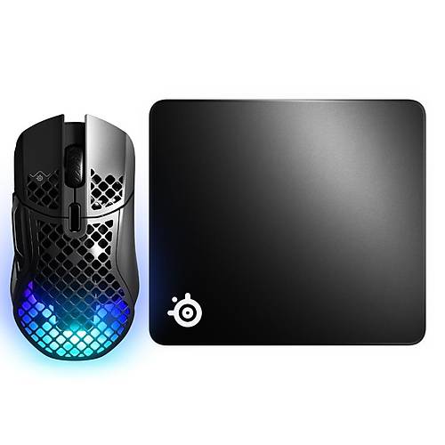 SteelSeries Aerox 5 Wireless Gaming Mouse - Qck Large Oyun Mousepad Bundle
