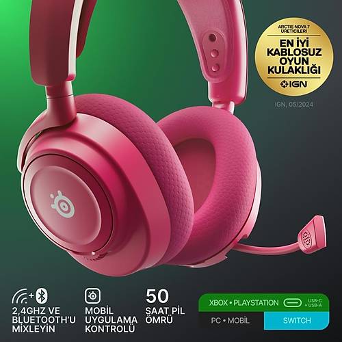 Steelseries Arctis Nova 7X Gen2 Kablosuz Magenta Gaming Kulakl�k