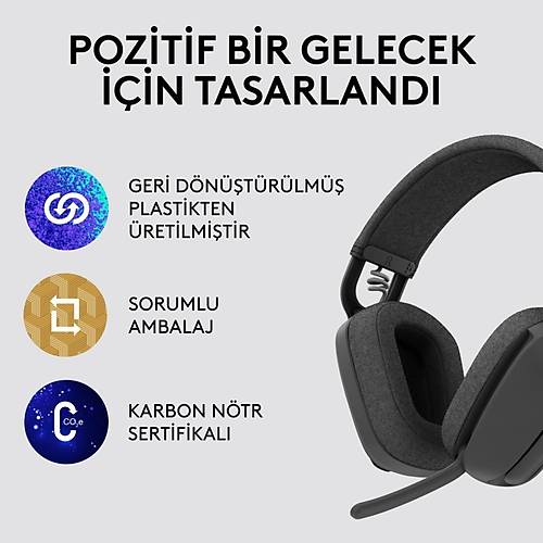 Logitech Zone Vibe 100 Mikrofonlu Kablosuz Bluetooth Kulak st Kulaklk - Siyah