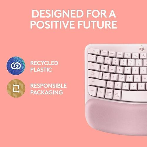 Logitech Wave Keys Kablosuz Bluetooth ngilizce Q Pembe Klavye