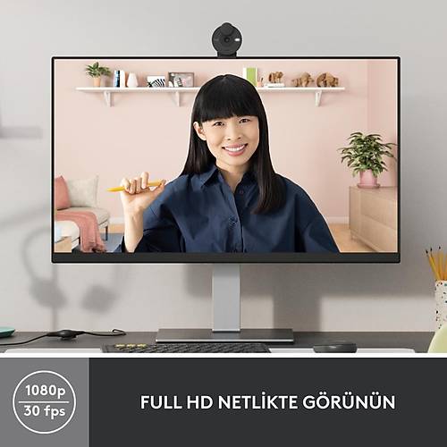 Logitech BRIO 300 Full HD 1080p Gizlilik Kapakl Mikrofonlu Web Kameras - Siyah