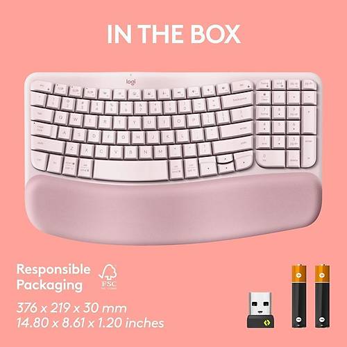 Logitech Wave Keys Kablosuz Bluetooth ngilizce Q Pembe Klavye