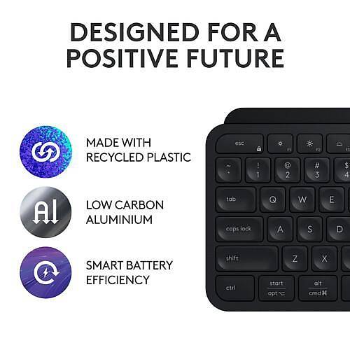 Logitech MX Keys S Aydnlatmal Kablosuz ngilizce Q Klavye Siyah