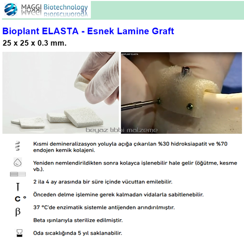 Maggi Bioplant ELASTA Esnek Lamine Graft 25 x 25 x 3 mm. 1 Adet