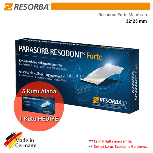 Resorba Parasorb Resodont Forte - Collagen Membran 32 x 25 mm - 5+1 Kampanya