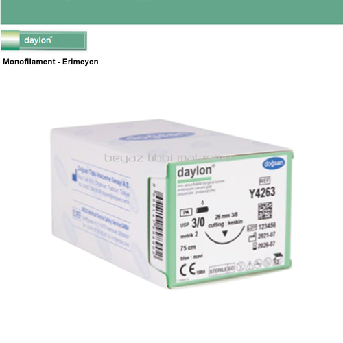 Do�san Daylon - Polyamid 4/0 16 mm. Ters Keskin - Y3173 - 75 cm.