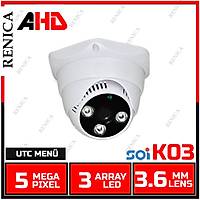 Renica HD-A437 5 MP HD 1920P  3 Array Led  3.6 MM Lens  Ahd Dome Kamera-1818R