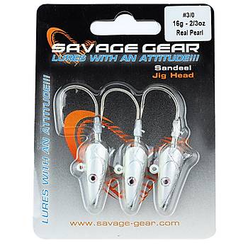 Savage gear Sandeel Jig Head 16g 3/0 - 3pcs Real Pearl Suni Yem