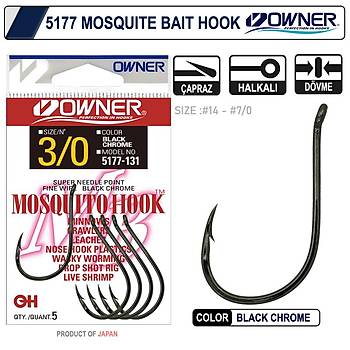 Owner 5177 Mosquito Hook Black Chrome Sinek İğne