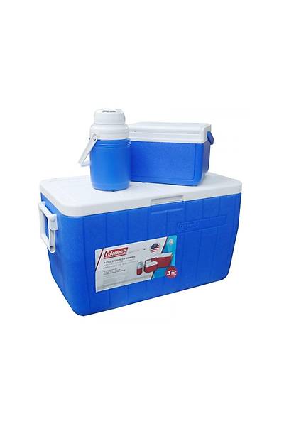 Coleman 3-Piece Cooler Combo 48 QT 45.4 Lt BL Combo 5 QT 3 Gal. C002 Buzluk Set