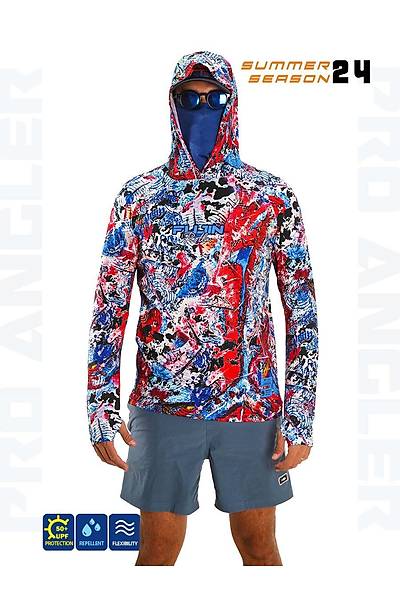 Fujin Pro Angler S24 Buff&Hoodie Makai Blue Red