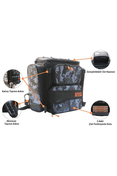 Fujin Black Camo Back Pack - Balk Srt antas