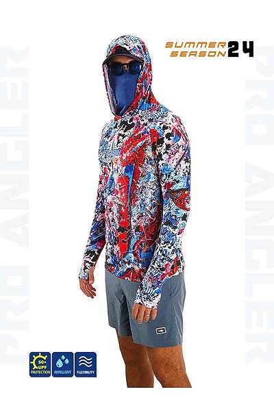 Fujin Pro Angler S24 Buff&Hoodie Makai Blue Red