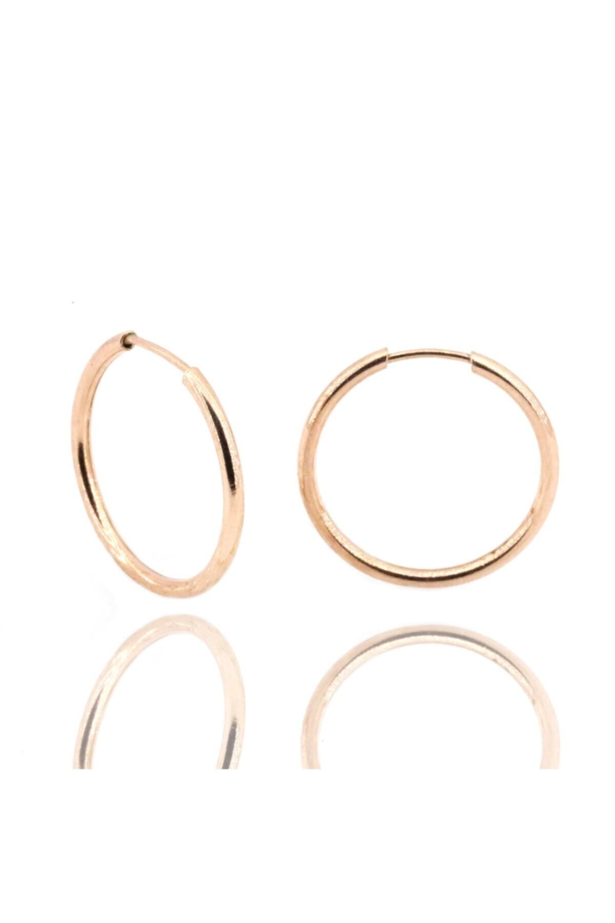 Kadın Gümüş 18mm Rose Halka Küpe Dgn20300