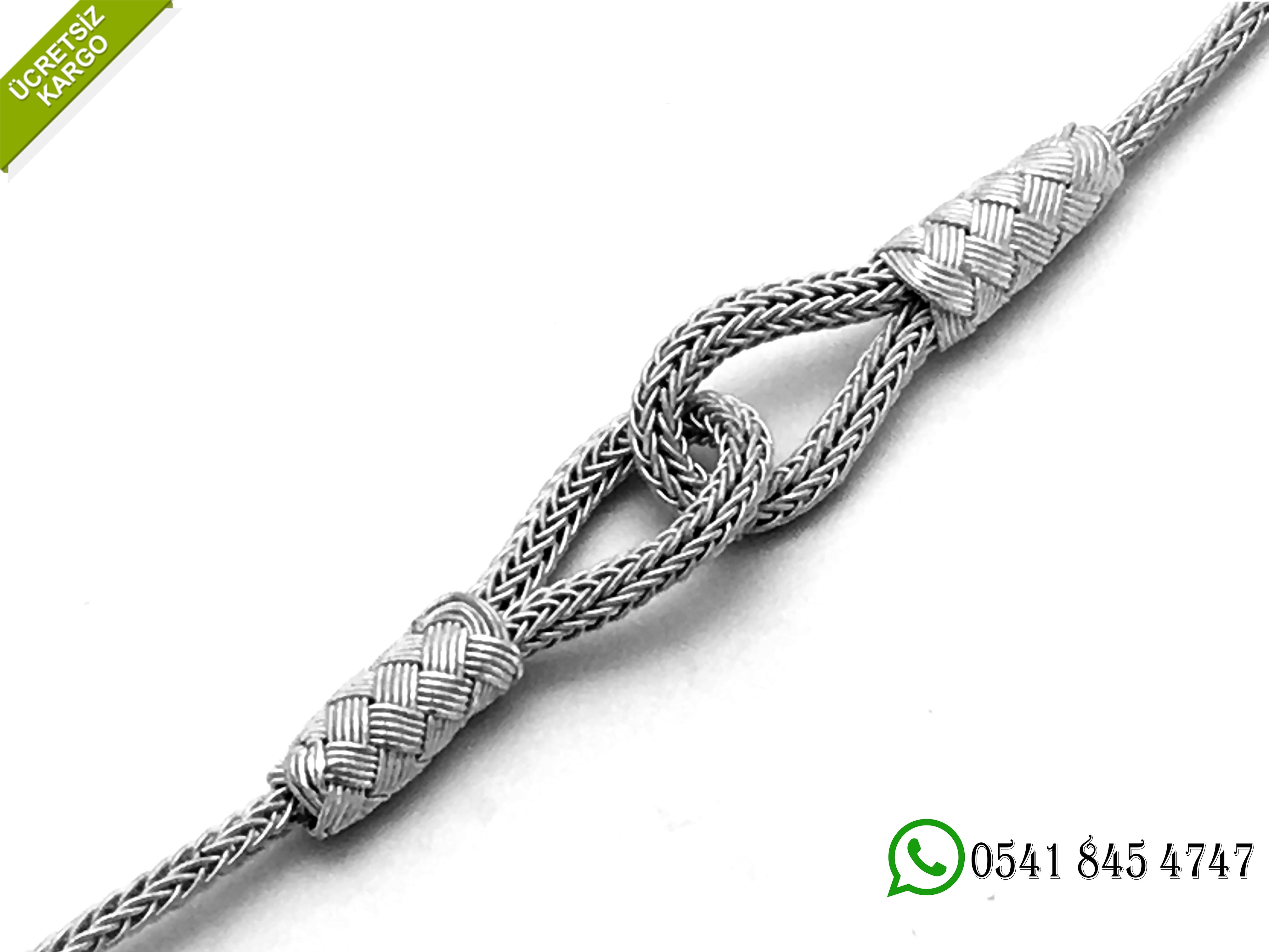 1000 Ayar Özel Tasarım Kazaziye El Örmesi Gümüş Bileklik Stok Kodu:2018892