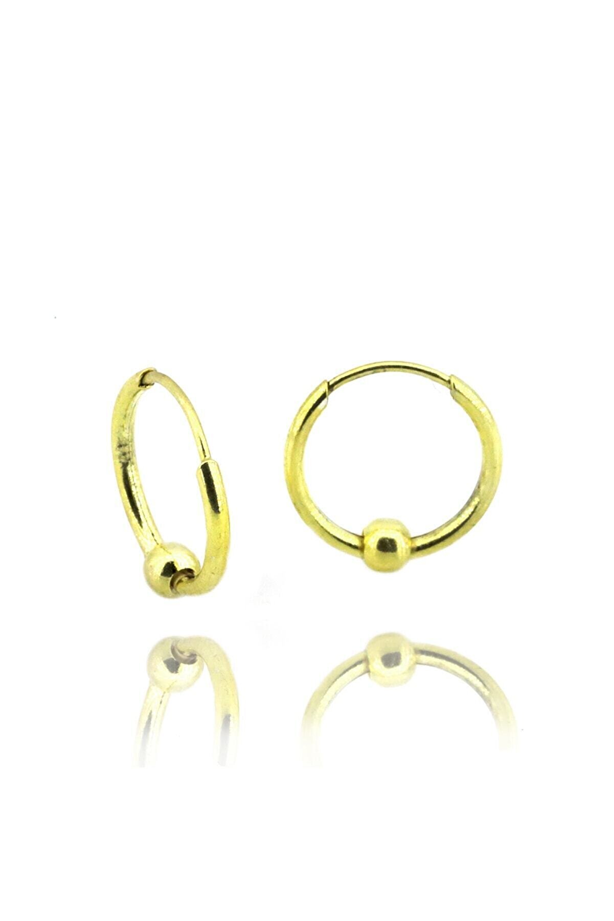 Kadın 12mm Mini Altın Yaldızlı Halka Küpe Dgn20312