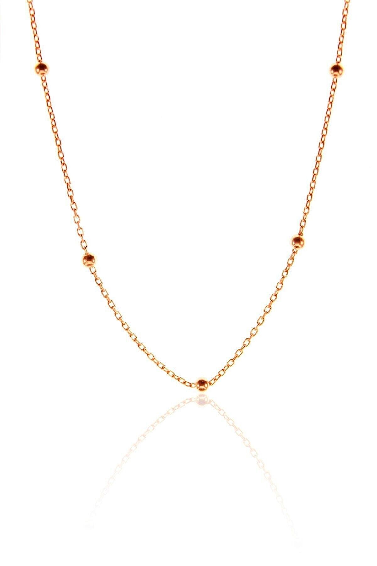 Kadın Gümüş 55 Cm Rose Top Top Zincir Dgn20488
