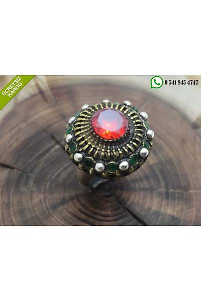 Krmz Zirkon Tal Otantik Gm Bayan Yzk Stok Kodu: 2017270