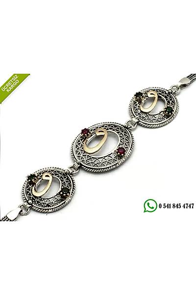 925 Ayar G�m�� Vav Harfli Oksitli Telkari Bayan Bileklik Stok Kodu: 20174644