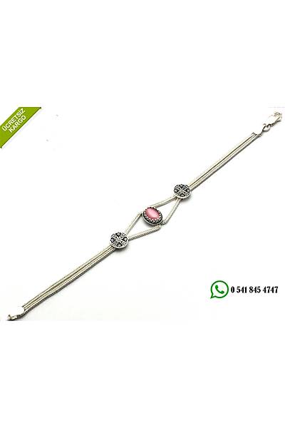 925 Ayar Sedef Ta�l� El ��i Midyat Has�r� G�m�� Bayan Bileklik Stok Kodu:2018758