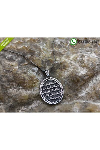 925 Ayar Gm Nazar Ayeti Yazl Oval Tasarm Erkek Kolye Stok Kodu:20181350