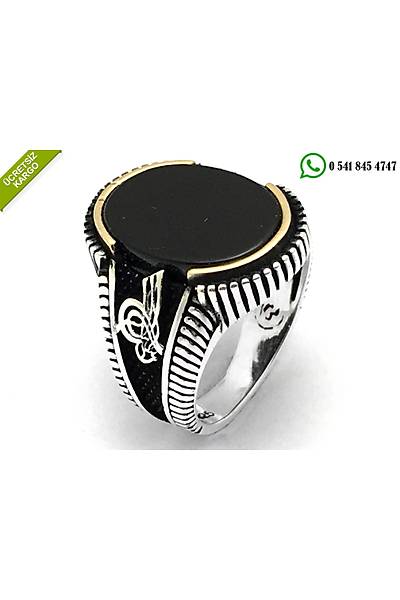925 Ayar Gm Oniks Tal Tasarml Erkek Yzk Stok Kodu:20174491