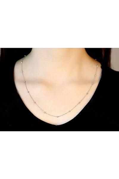 Kadn Gm 55 Cm Rodyumlu Top Top Zincir Dgn20489