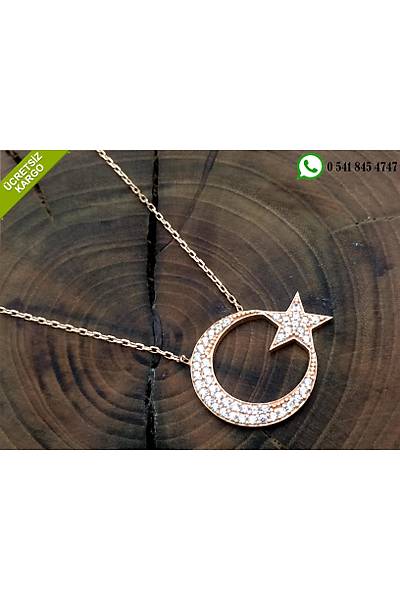 Zirkon Tal Ayyldz Model 925 Ayar Rose Kaplama Gm Bayan Hayalet Kolye Stok Kodu:20172958