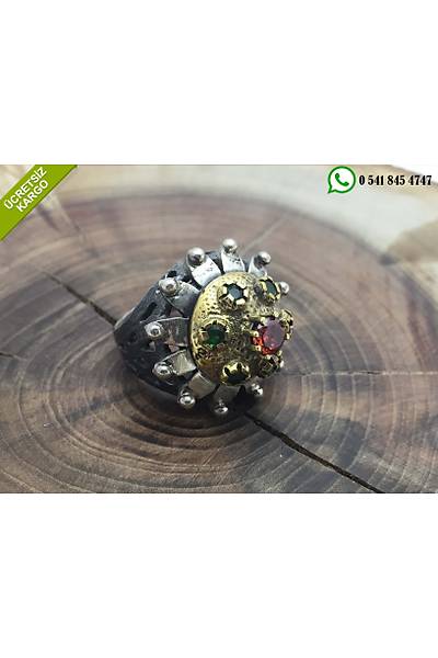 Yakut ve Zmrt Tal Otantik Gm Bayan Yzk Stok Kodu: 2017254