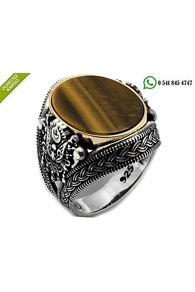 925 Ayar Gm Kaplan Gz Tal Osmanl Sanca Erkek Yzk Stok Kodu:2018449