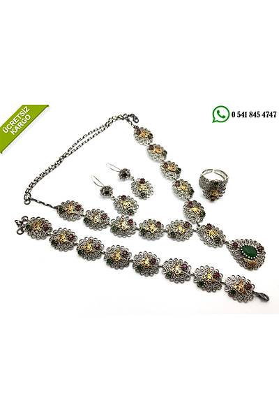 Osmanl Tural 925 Ayar Gm Telkari Bayan Drtl Takm Stok Kodu: 20171063