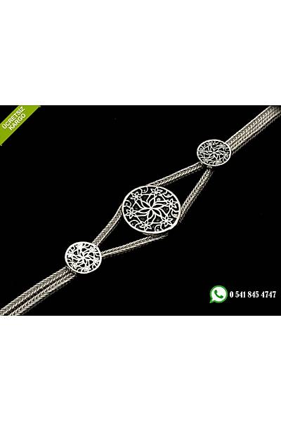 925 Ayar �i�ek Tasar�m El ��i Midyat Has�r� G�m�� Bayan Bileklik Stok Kodu:2018735