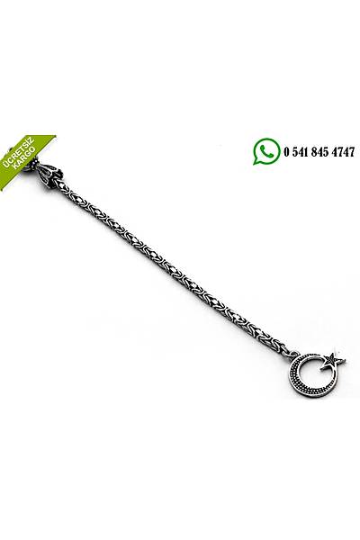 925 Ayar G�m�� Ayy�ld�zl� Kral Zincir Tasar�ml� Tekli P�sk�l Stok Kodu:2018387