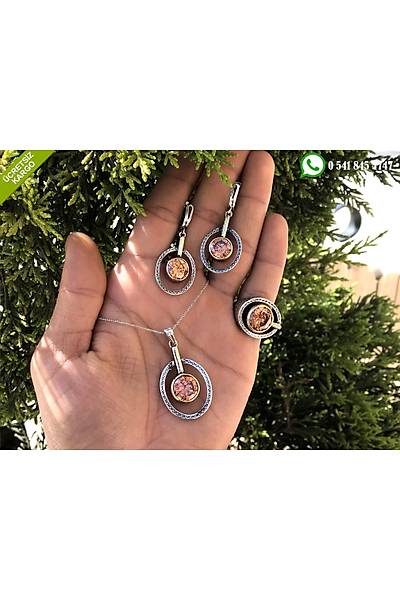 925 Ayar Gm Sitrin Tal Oval Halka Tasarm El i Otantik l Set Stok Kodu:2019661