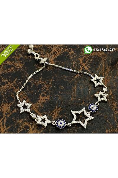 925 Ayar Gm Zirkon Tal Yldz Model Ayarlanabilir Bayan Bileklik Stok Kodu:20174365